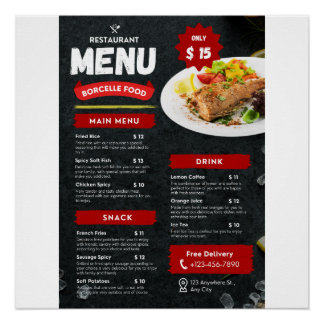Póster Comida Menus com Poster brilhante
