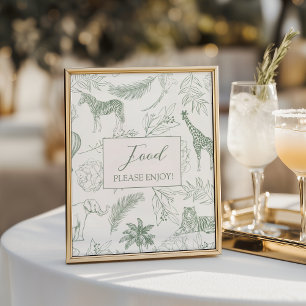 Poster Comida para Chá de Bebê de Animais da Selva Safari