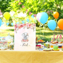 Poster Comida para Chá de Bebê de Elefante Bebê