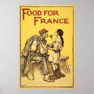 Poster COMIDA POR FRANÇA! Propaganda da Primeira Guerra 