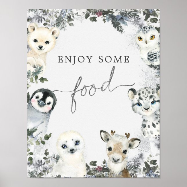 Poster Comida primeiro aniversario do Ártico Animal Winte (Frente)