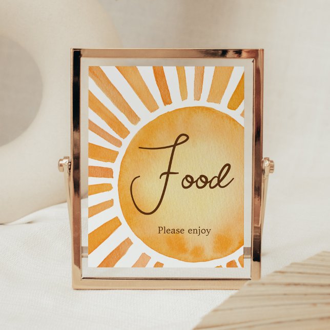 Poster Comida Sunshine Chá de fraldas (A Little Ray of Sunshine Baby Shower Food Sign)