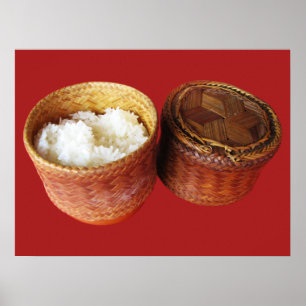 Poster Comida tailandesa pegajosa do Lao do arroz [Khao