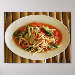 Póster Comida tailandesa picante do Lao da salada da