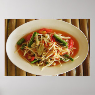 Póster Comida tailandesa picante do Lao da salada da