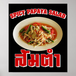 Póster Comida tailandesa picante do Lao da salada da
