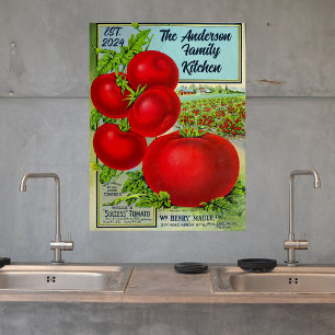 Poster Comida Vintage Ad Tomato Nome Personalizado Da Fam