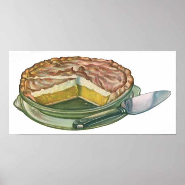 Poster Comida Vintage, Lemon Meringue Pie Dessert (Frente)