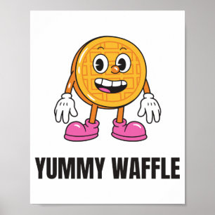 Poster Comida Waffle Kawaii Face