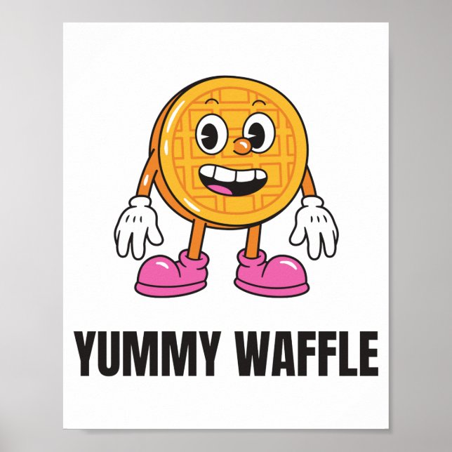 Poster Comida Waffle Kawaii Face (Frente)