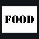 Poster Comidas Genéricas e Suprimentos para Pessoas Humor<br><div class="desc">Por que fazer isso tão complicado? Comida é comida e bebida é bebida. Então vamos deixar por aqui. Seus hóspedes vão se rir desses materiais humorísticos e genéricos rotulados simplesmente como "comida" e "bebida". Sempre apropriado. Nunca confuso. Certamente minimalista. Muito engraçado.</div>