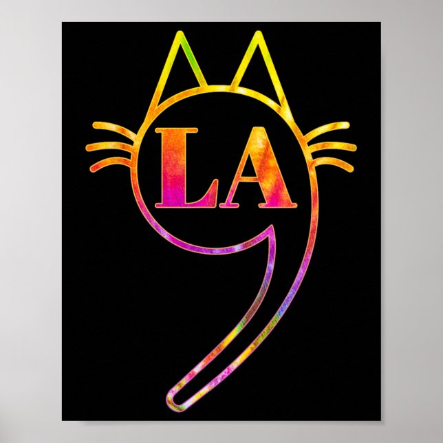 Poster Comma La Kamala Cat Tie Dye Retro Harris 2024 Wome (Frente)