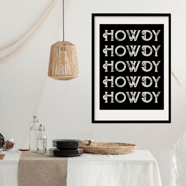 Poster Como a Typografia Western Wall Ranch Cabin Home (howdy typography poster perfect new cabin gift idea for a new ranch owner)