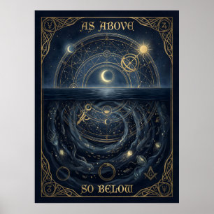 Poster Como Acima Assim Abaixo Alquimia Hermética Celesti