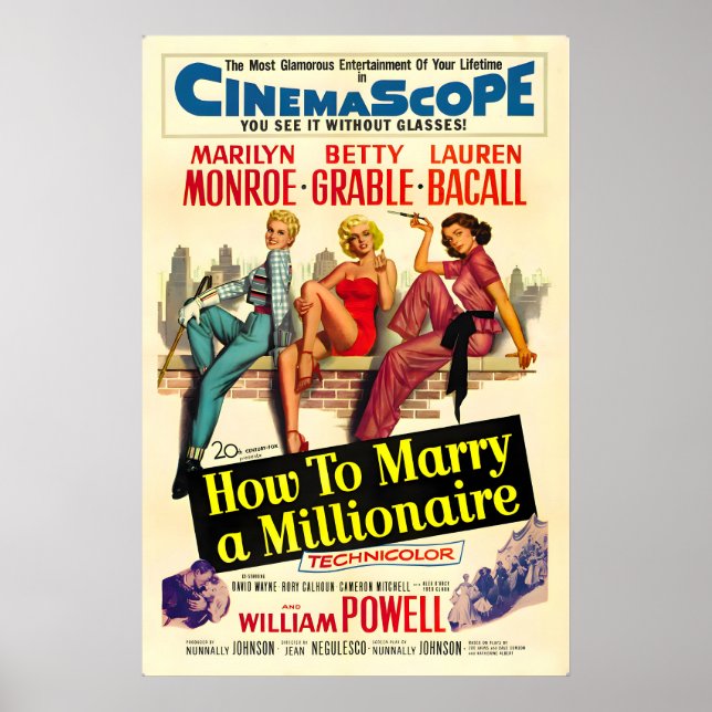 Poster Como Casar com um Milionário Retro Marilyn Monroe (Frente)