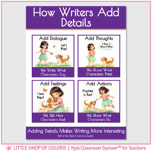 Poster Como Escritores Adicionam Detalhes Gráfico de Ânco