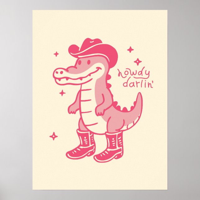 Poster Como está, Querido Crocodilo Rosa Arte Western (Frente)