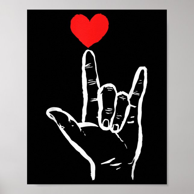 Poster Como Eu Te Amo, Mande A Língua De Sinais Coração A (Frente)