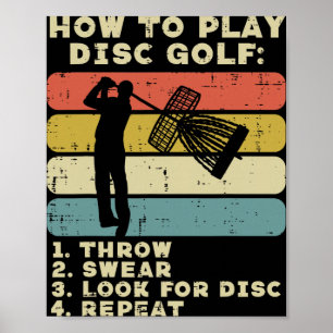 Poster Como Jogar Disc Golf Pôr do Sol Retro Golfe de Dis