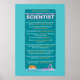 Póster Como ser pai é como ser cientista - azul