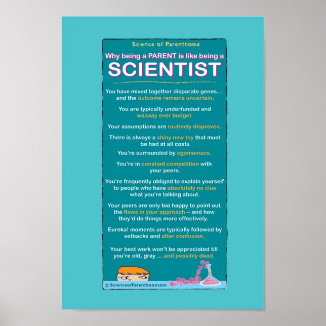 Póster Como ser pai é como ser cientista - azul (Frente)