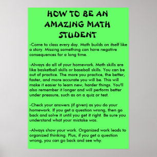 Póster como ser um estudante de matemática incrível