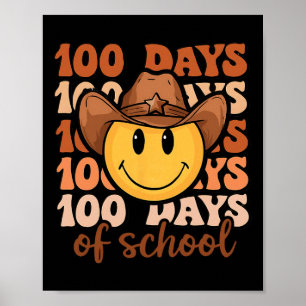 Poster Como vai 100 Dias De Escola Retro Cowboy Sorriso R