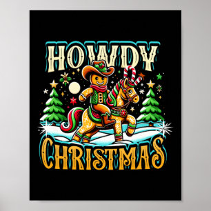 Poster Como vai o Natal Gingerbird Man Cowboy Ride Horse