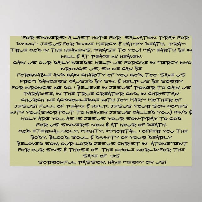 Póster Compaixão divino de Jesus rezando poster! (Frente)