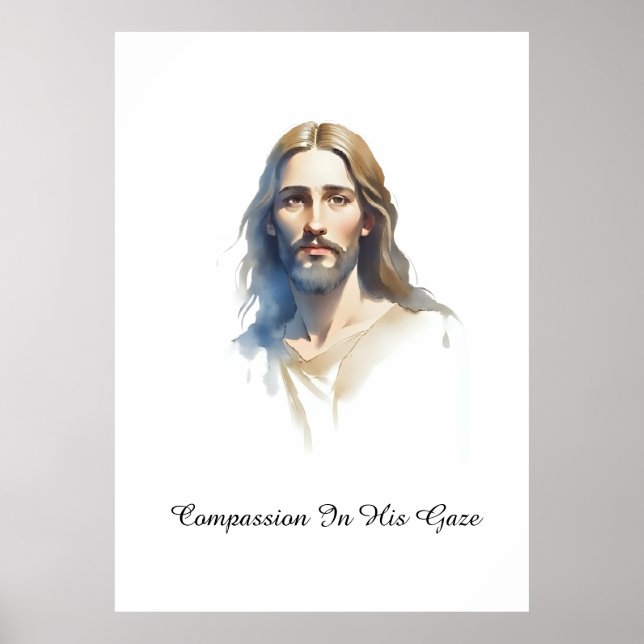 Poster Compaixão em seu olhar - pintura a cor da água de  (Frente)