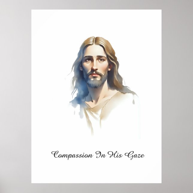 Poster Compaixão no Seu olhar - Pintura em Aquarela de Je (Frente)