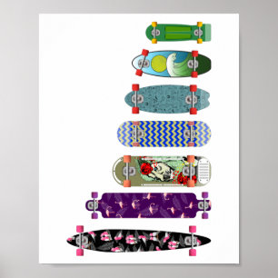Poster Comparação de tamanho de skate