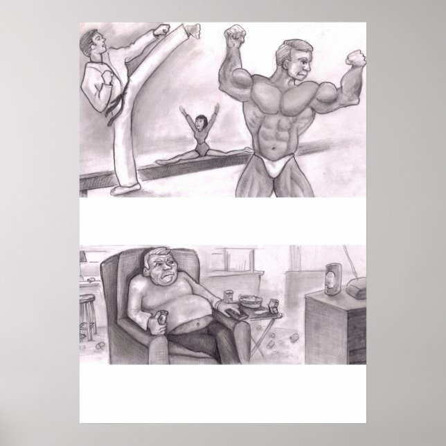 Poster Comparação Ilustrada de Malhação Física e Sed (Frente)