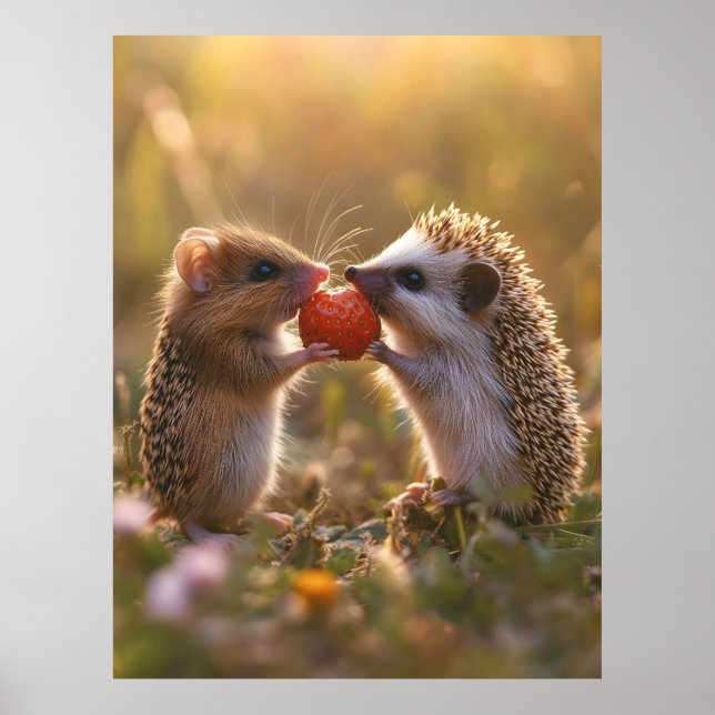 Poster Compartilhamento de morango - Porco e Rato Adoráve (Frente)