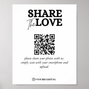 Poster Compartilhamento Moderno do Código QR de Amor Bran