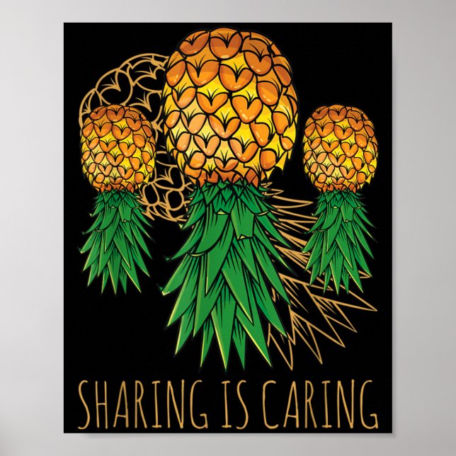 Poster Compartilhar é Cuidar Abacaxi Havaí Fruta Verão (Frente)