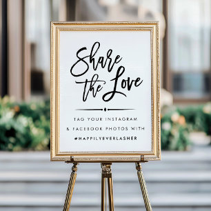 Póster Compartilhe do amor   Hashtag Wedding moderno