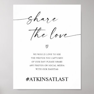 Poster Compartilhe o Amor Casamento Hashtag nas Redes Soc