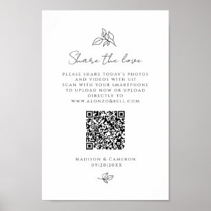 Poster Compartilhe o Código QR do Amor Festa de Casamento