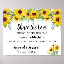 Poster Compartilhe o Sinal de Sunflower para Casamento de