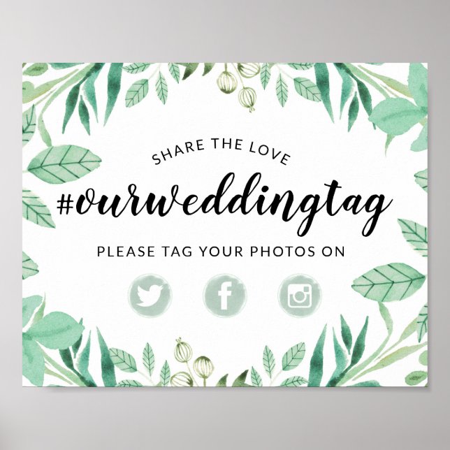 Poster Compartilhe o sinal do Love Wedding Hashtag Social (Frente)