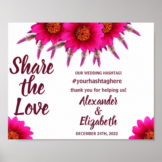 Poster Compartilhe o sinal Love Social Media Wedding Purp (Frente)