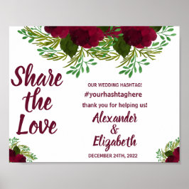 Poster Compartilhe o sinal RedFlower do Casamento da Mídi