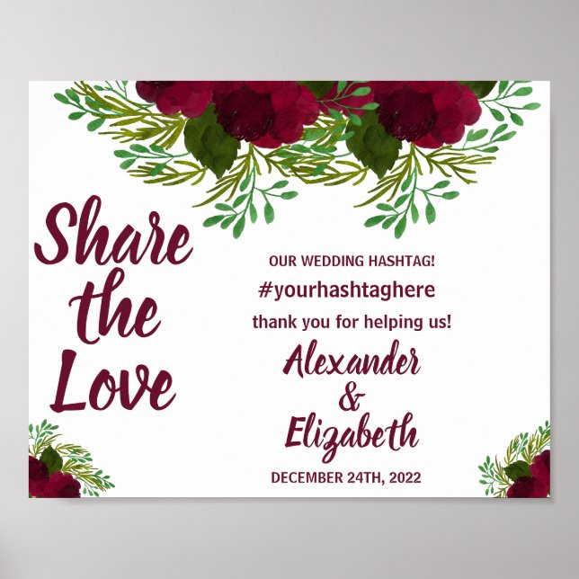 Poster Compartilhe o sinal RedFlower do Casamento da Mídi (Frente)