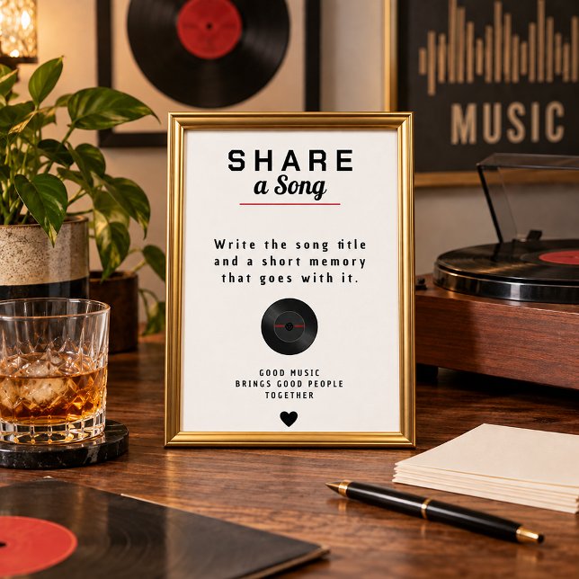 Poster Compartilhe uma Memória de Aniversário de Disco de (birthday memory sign)