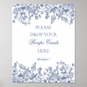 Poster Compartilhe uma Receita Floral Vintage Blue Chinoi