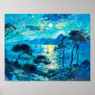 Poster Compartimento iluminado com barcos impressionistas