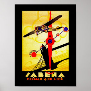 Poster Compasso do art deco de Sabena