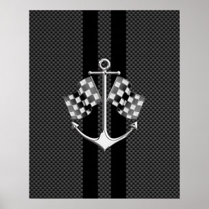 Póster Competência de barco náutica no estilo da fibra
