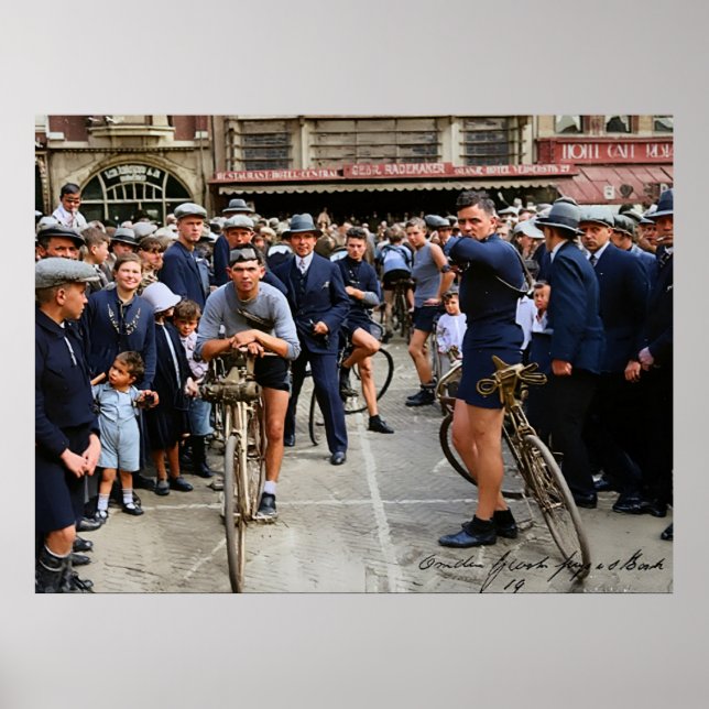 Poster Competição de Ciclismo Paris Roubaix 1900 Color Re (Frente)